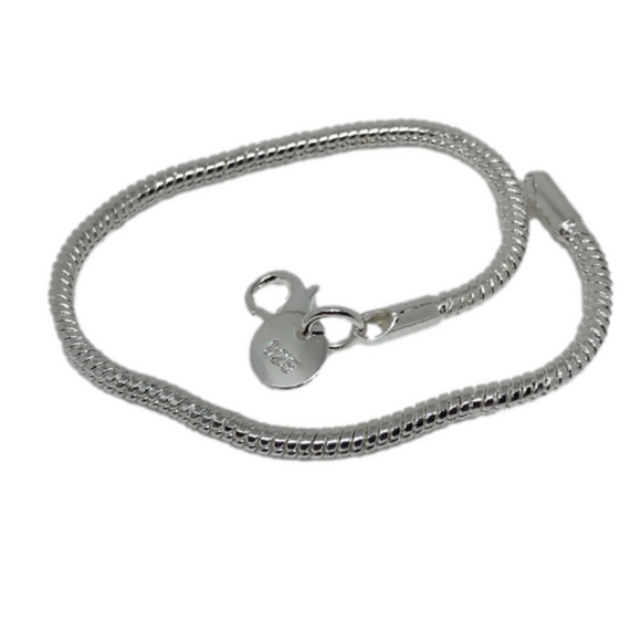 Jewelry - 925 Sterling Silver 3mm Snake Chain 8 Inch Snake Bone Bracelet Unisex